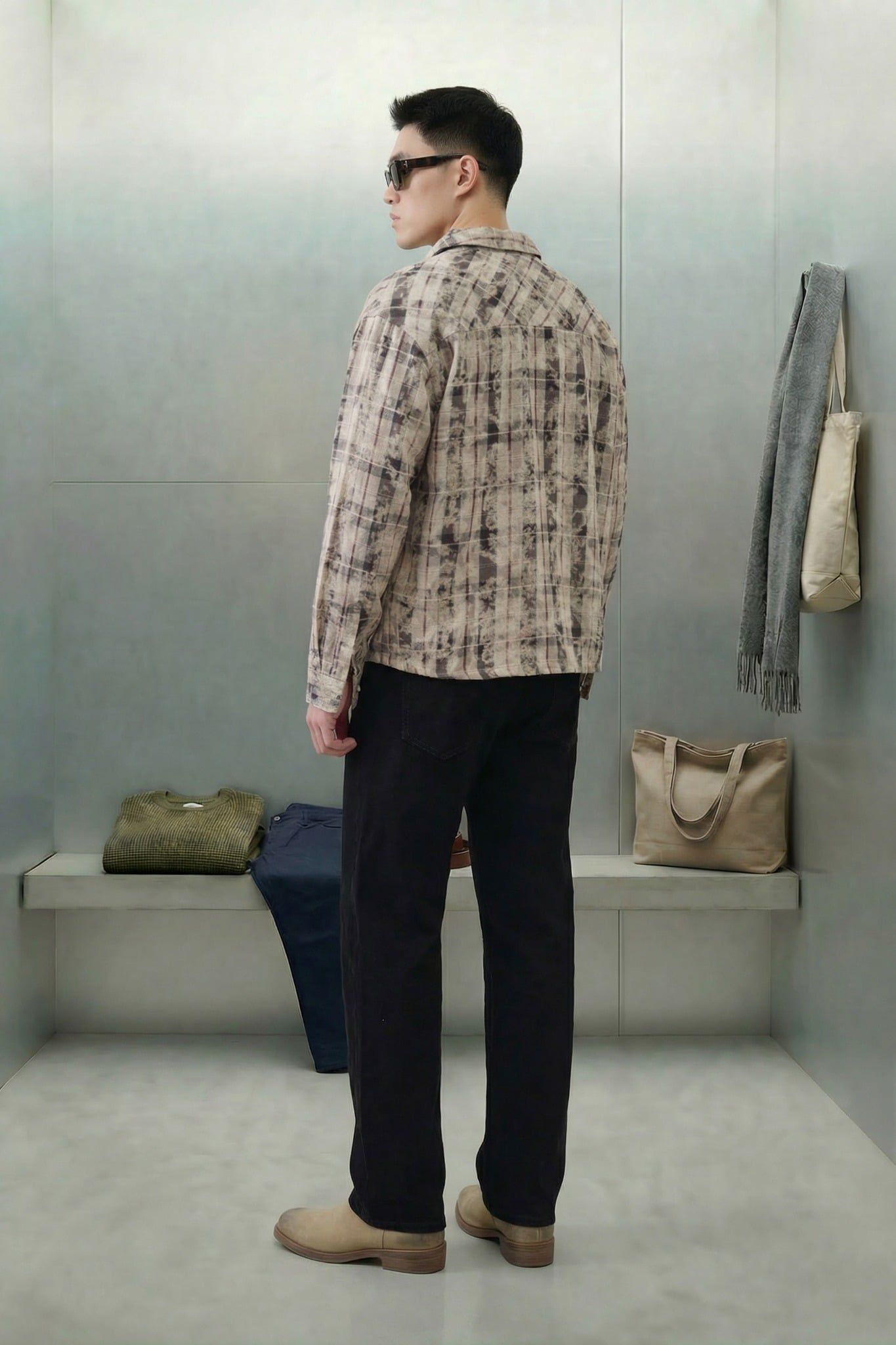 Áo Sơ Mi Boxy Acid Wash Caro Camplife