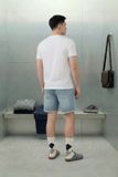 Quần Short Straight Jean Distress Blue Wash V1
