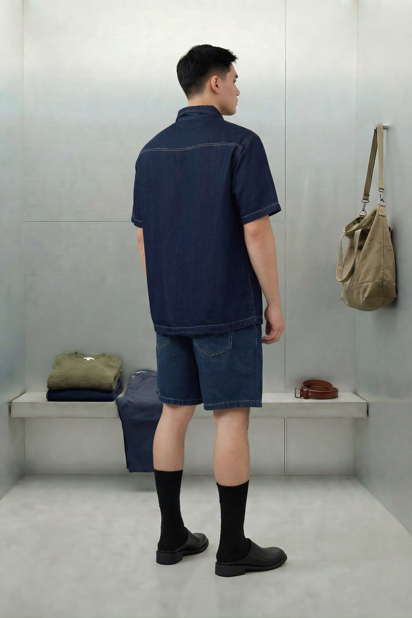Set Denim Shirt Short Versatile Camplife 2