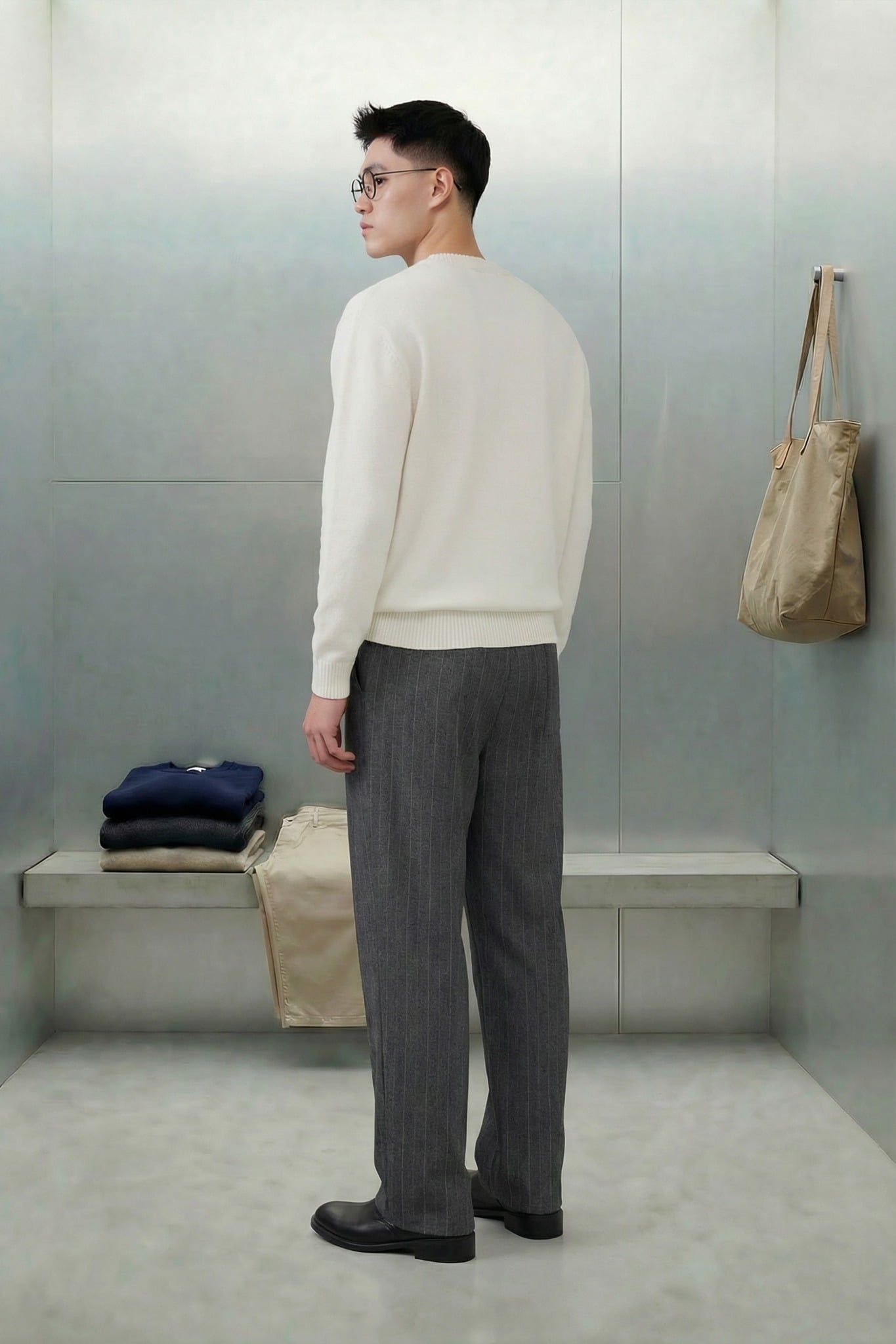 Quần Tây Relaxed Lưng Thun Sọc