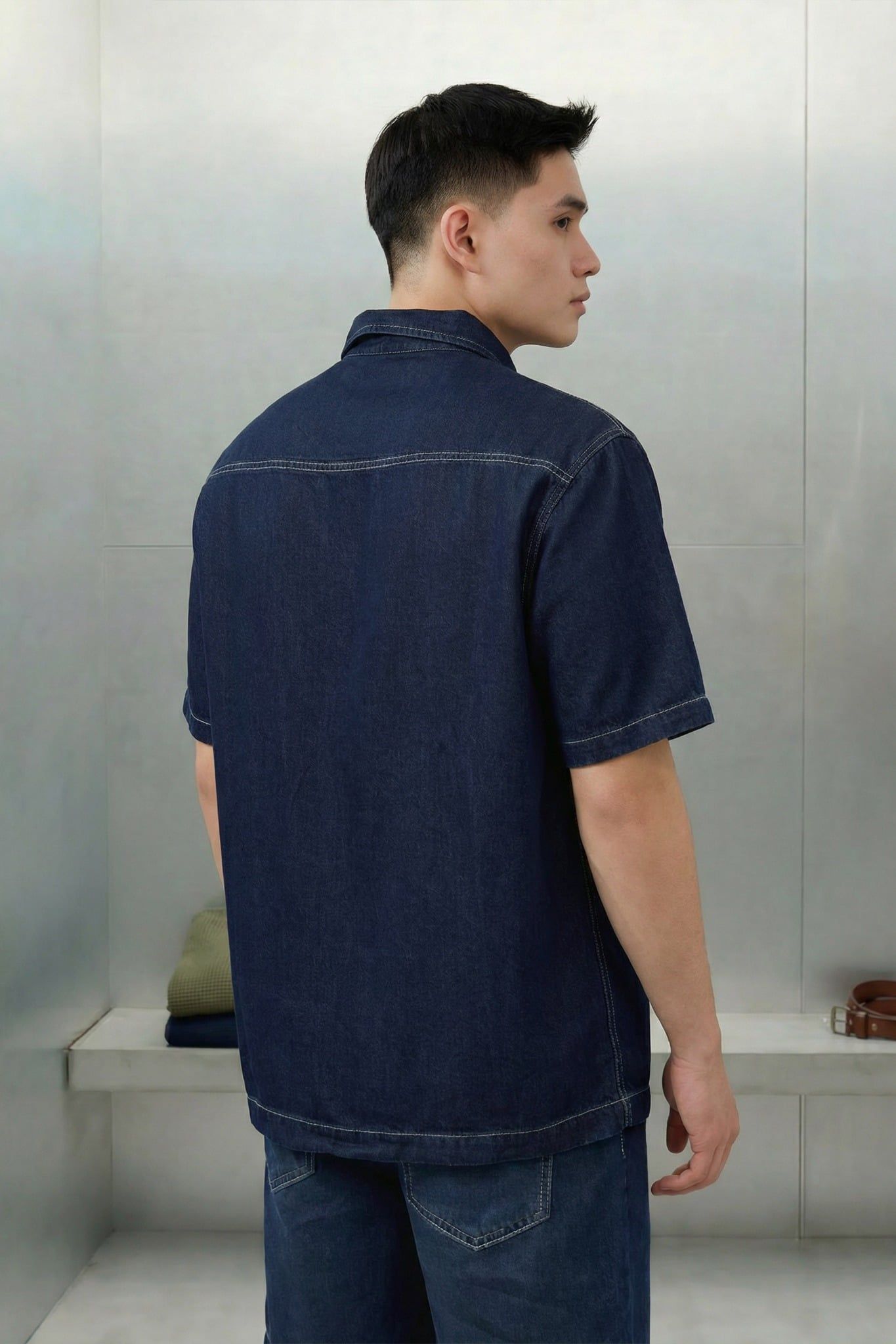 Set Denim Shirt Short Versatile Camplife 2