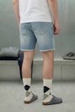 Quần Short Straight Jean Distress Blue Wash V1
