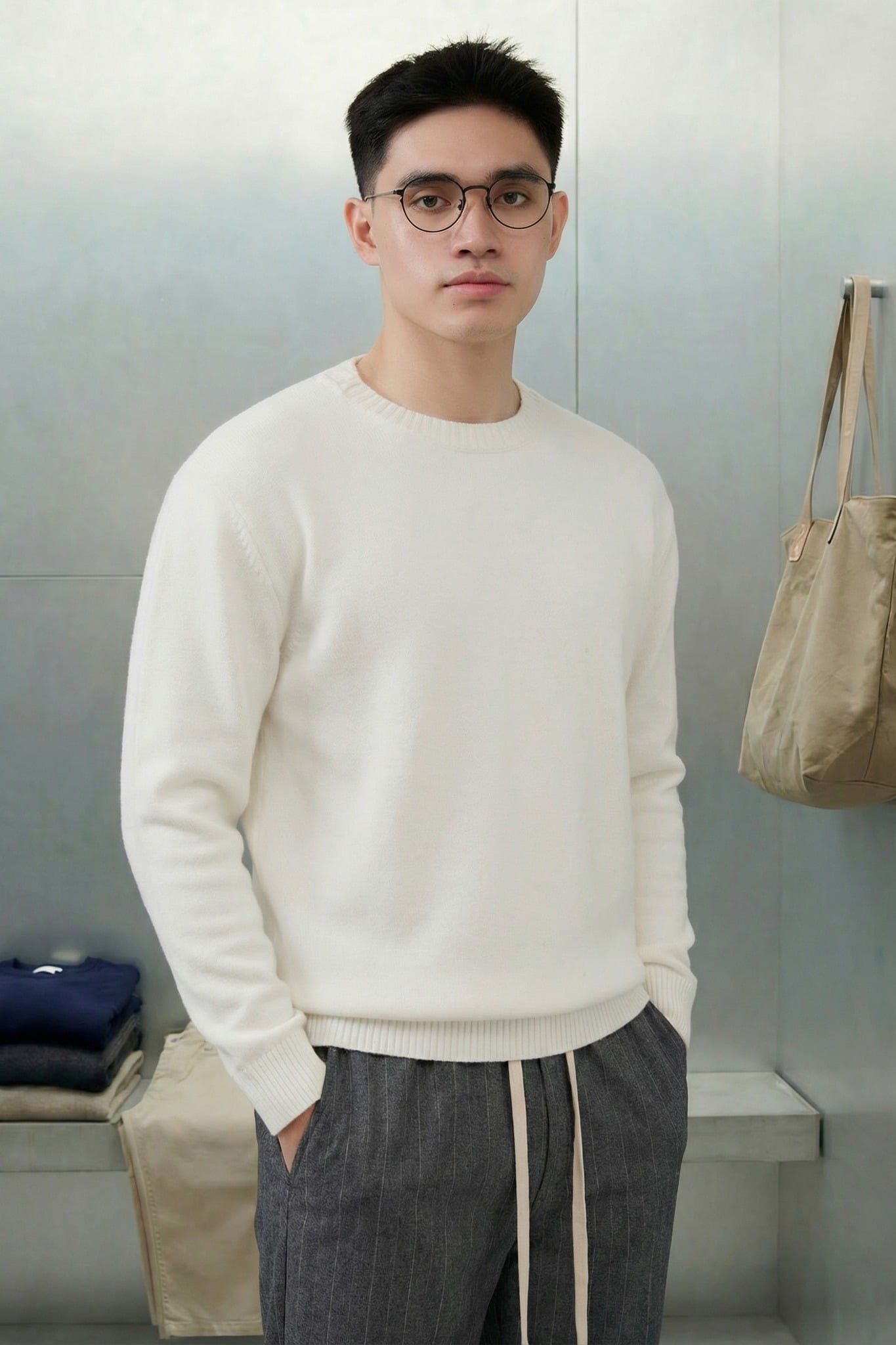  Áo Len Oversize White Embroidered 