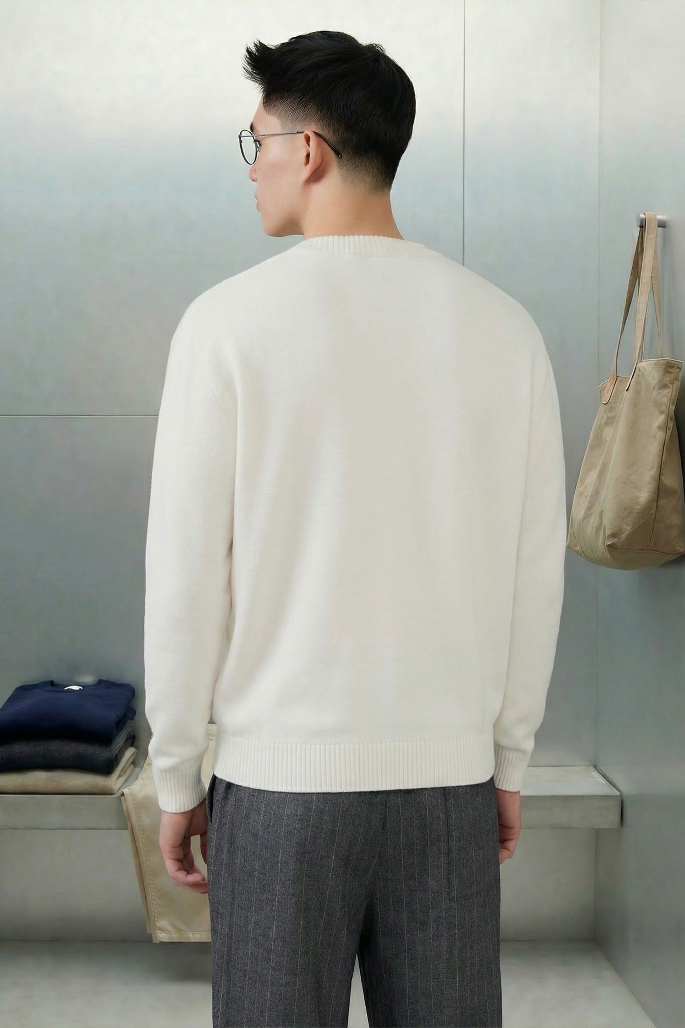 Áo Len Oversize White Embroidered