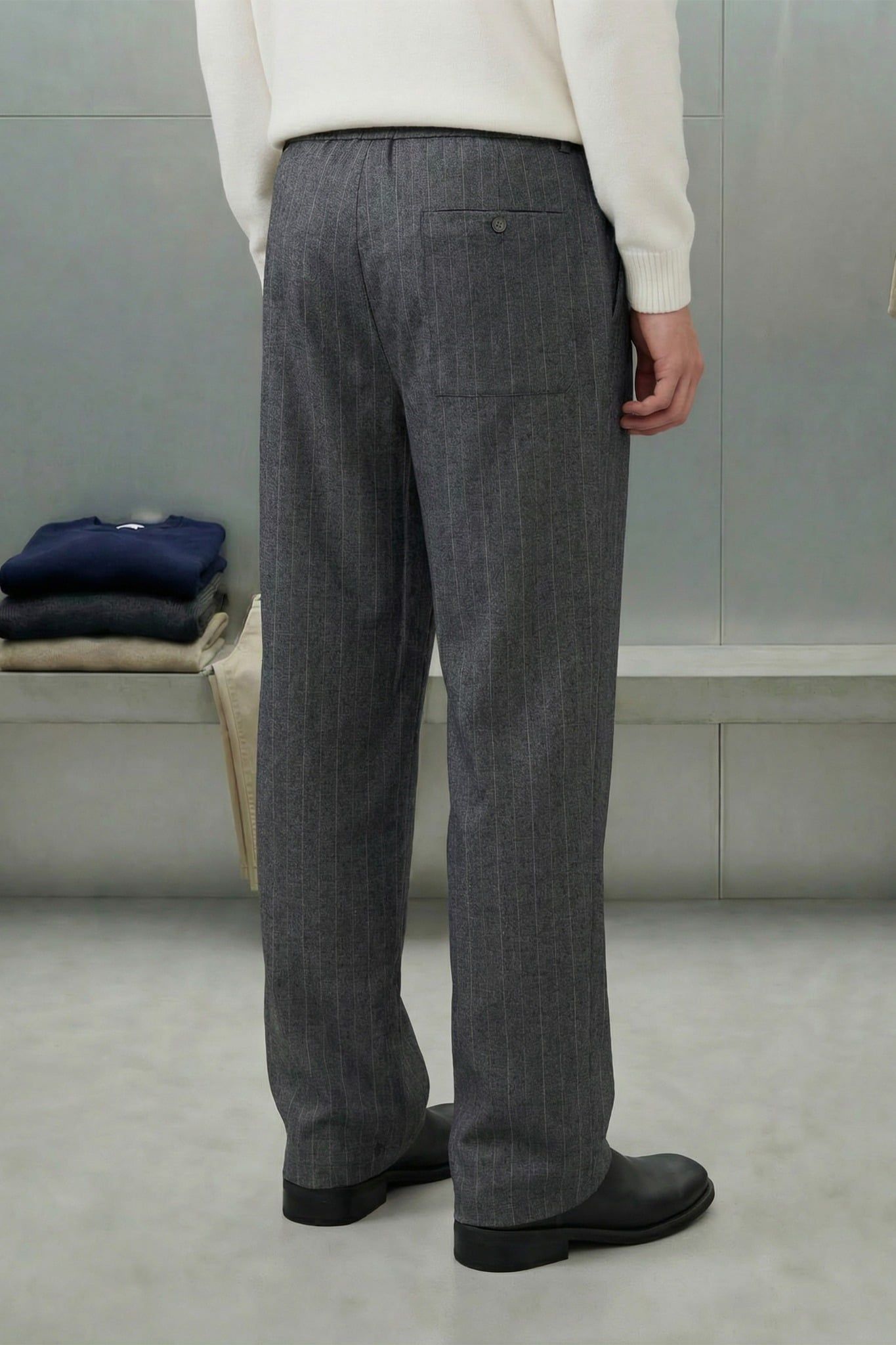 Quần Tây Relaxed Lưng Thun Sọc