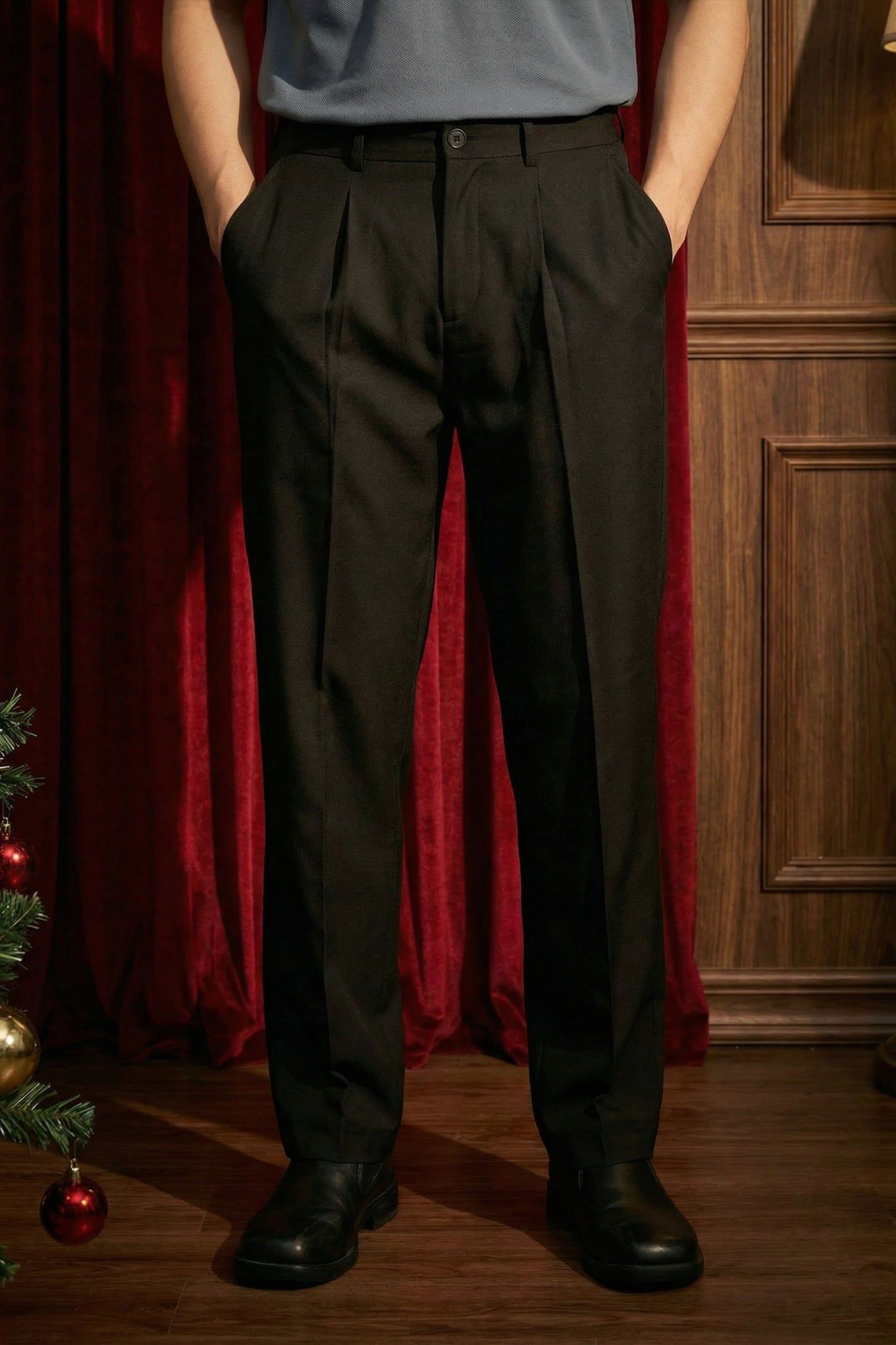 Quần Tây Straight Black White V1