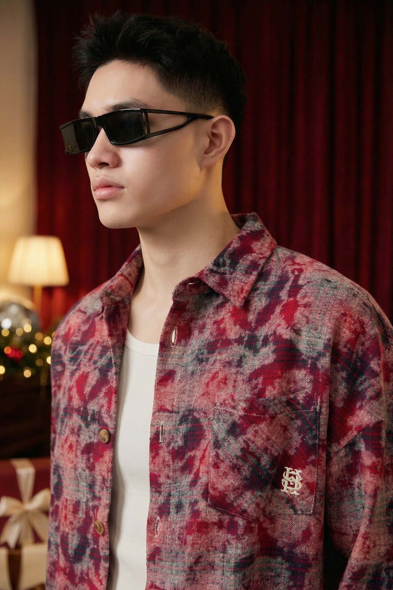 Áo Sơ Mi Oversize Flannel Thêu Logo 3D