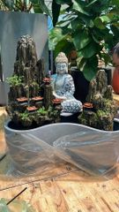 Bộ hồ cá composite Anber Fish BORA + Tượng Phật + Núi đá thác nước phong thủy luân