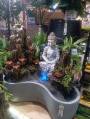 Bộ hồ cá composite Anber Fish BORA + Tượng Phật + Núi đá thác nước phong thủy luân