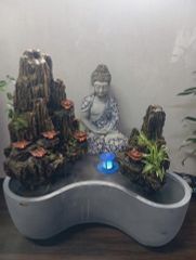 Bộ hồ cá composite Anber Fish BORA + Tượng Phật + Núi đá thác nước phong thủy luân