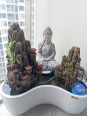 Bộ hồ cá composite Anber Fish BORA + Tượng Phật + Núi đá thác nước phong thủy luân