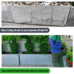 Chậu composite chữ nhật Anber AURA (Màu giả đá Smartline) + Chân đế cao