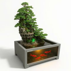 [LỌC SINH HỌC] Hồ cá non bộ composite Anber Fish - Tiểu cảnh non bộ cây Cần Thăng