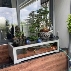 [LỌC SINH HỌC - 1 MẶT KÍNH] Hồ cá non bộ composite Anber Fish - Núi đá thác nước phong thủy