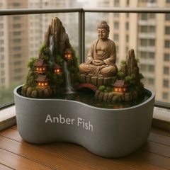 Bộ hồ cá composite Anber Fish BORA + Tượng Phật + Núi đá thác nước phong thủy luân