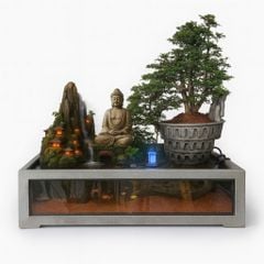 [LỌC SINH HỌC - 1 MẶT KÍNH] Hồ cá non bộ composite Anber Fish - Núi đá thác nước phong thủy