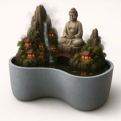 Bộ hồ cá composite Anber Fish BORA + Tượng Phật + Núi đá thác nước phong thủy luân