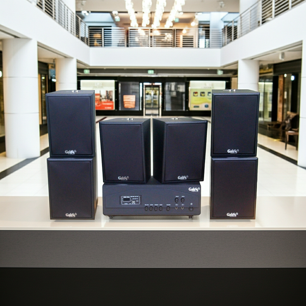 Loa thông báo phát nhạc nền tự động A917PU-2K Goldsound 1200w + 6 loa Goldsound V55C 55w, loa được thiết kế riêng cho quán, bật lớn không tạp âm, miễn phí công lắp đặt, bảo hành dài hạn 5 năm