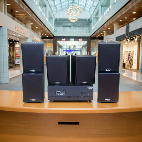 Loa thông báo phát nhạc nền tự động A917PU-2K Goldsound 1200w + 6 loa Goldsound V55C 55w, loa được thiết kế riêng cho quán, bật lớn không tạp âm, miễn phí công lắp đặt, bảo hành dài hạn 5 năm