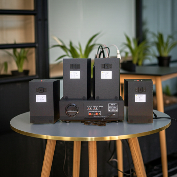 Dàn loa treo tường thông báo, phát nhạc nền tự động: Amply A917PU-2K Goldsound 1200w + 4 loa Goldsound V55C 55w, loa được thiết kế riêng cho quán, bật lớn không tạp âm, miễn phí công lắp đặt, bảo hành dài hạn 5 năm