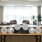 Dàn loa âm trần thông báo, phát nhạc nền tự động: A480F Goldsound 5 vùng âm lượng 480w + 6 loa âm trần VAT13, loa được thiết kế riêng cho quán, bật lớn không tạp âm, miễn phí công lắp đặt, bảo hành dài hạn 12 tháng