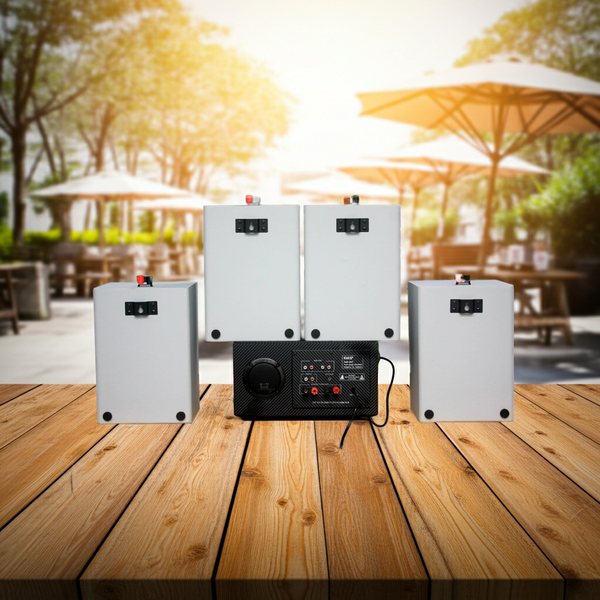 Dàn loa treo tường thông báo phát nhạc nền tự động: Amply A917 + 4 V70C
