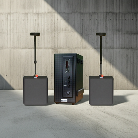 HÀNG TRƯNG BÀY: Dàn loa thả trần (treo trần) cho quán [Amply 150w + 2 loa thả trần 55w Goldsound] - BH 6 tháng