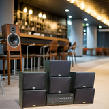 Dàn loa treo tường: Amply A384PU - 6K + 6 V130PU, Amply 4 - 6 vùng âm lượng, loa được thiết kế riêng, bật lớn không tạp âm, miễn phí công lắp đặt, bảo hành dài hạn 5 năm.