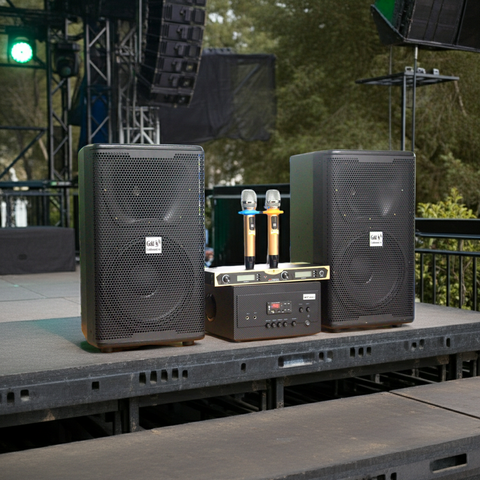 [Diện tích 60m2 + 2 Kênh] Amply A917 + 2 V238 + 1 vang + 2 Micro