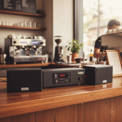 HÀNG TRƯNG BÀY: dàn âm thanh quán [Amply 60w + 2 loa treo tường 15w Goldsound] - BH 6 tháng