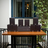 Dàn loa treo tường thông báo, phát nhạc nền tự động: Amply A917PU-4K 4 vùng âm lượng 1500w + 8 loa Goldsound treo tường V55C 55w, loa được thiết kế riêng cho quán, bật lớn không tạp âm, miễn phí công lắp đặt, bảo hành dài hạn 5 năm.