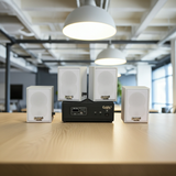 Dàn loa không dây treo tường, Loa thông báo, loa phát nhạc tự động: 01 amply A57 Goldsound + 4 loa không dây Goldsound V27 - 27w