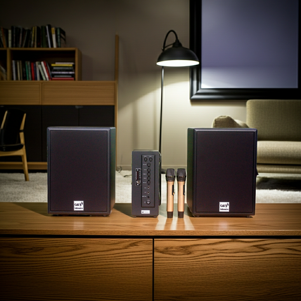 Dàn loa hát karaoke gia đình M230mi (Amply 900w + Loa 230 + 2 Micro không dây)