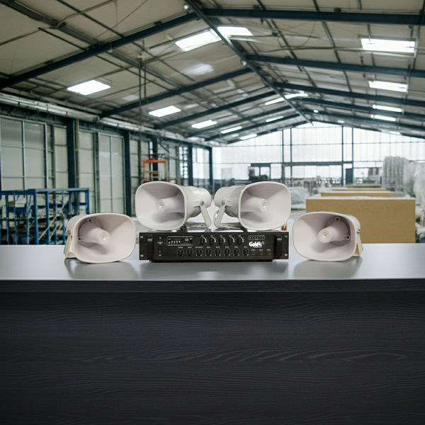 Loa thông báo nhà xưởng: 1 Amply A550F + 04 Ne35w, Amply 5 vùng, loa được thiết kế riêng, bật lớn không tạp âm, miễn phí công lắp đặt, bảo hành dài hạn 12 tháng