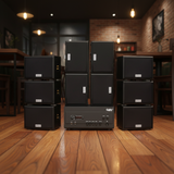 Dàn loa sân vườn: Amply A907PU-2K Goldsound 900w + 10 loa Goldsound ngoài trời V101-NT - 15w, loa được thiết kế riêng cho quán, bật lớn không tạp âm, không bao gồm công lắp đặt, bảo hành 12 tháng