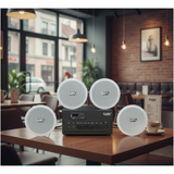 Dàn loa âm trần thông báo, phát nhạc nền tự động: A384PU-2K Goldsound 2 vùng âm lượng 380w + 4 loa âm trần VAT13, loa được thiết kế riêng cho quán, bật lớn không tạp âm, miễn phí công lắp đặt, bảo hành dài hạn 12 tháng