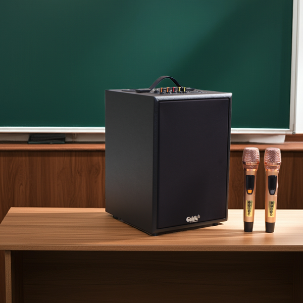 Loa trường học M122 Goldsound: 2 Micro không dây, công suất 120w, bass 20cm, treble 10cm, bluetooth 5.0