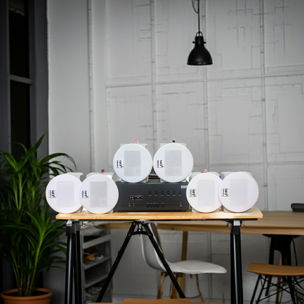 Loa âm trần thông báo, phát nhạc nền tự động: A384-6K Goldsound 6 vùng âm lượng 1200w + 6 loa âm trần Goldsound VAT28, Amply 4 - 6 vùng âm lượng, loa được thiết kế riêng cho quán, bật lớn không tạp âm, miễn phí công lắp đặt, bảo hành dài hạn 5 năm.