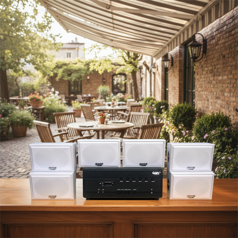 [Diện tích 120m2 + 06 Kênh] A384PU-6K Goldsound 6 vùng âm lượng 1200w + 6 loa Goldsound ngoài trời V50NT-PU 50w, loa được thiết kế riêng cho quán, bật lớn không tạp âm, miễn phí công lắp đặt, bảo hành dài hạn 5 năm.