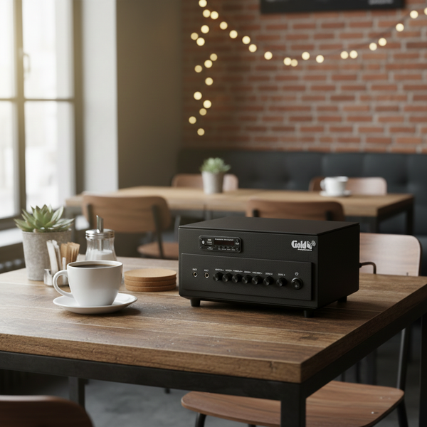 Amply A384PU - 2K Goldsound: 2 vùng âm lượng (380w, đủ kết nối Bluetooth, RCA, AV, USB)