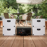 Loa treo tường, phát nhạc nền thông báo: A384 Goldsound 2 vùng âm lượng 380w + 4 loa Goldsound V50NT-PU, loa được thiết kế riêng cho quán, bật lớn không tạp âm, miễn phí công lắp đặt, bảo hành dài hạn 12 tháng