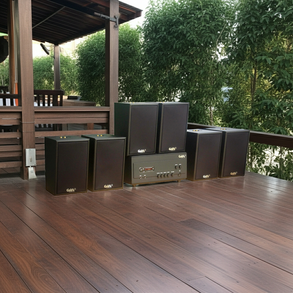[Diện tích 120m2 + 02 Kênh] Amply A907PU-2K Goldsound 2 vùng âm lượng 900w + 6 loa Goldsound V40C - 40w, loa được thiết kế riêng cho quán, bật lớn không tạp âm, miễn phí công lắp đặt, bảo hành dài hạn 5 năm