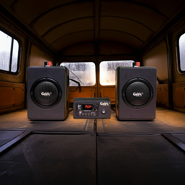 Dàn âm thanh xe ô tô: A120 CAR + 2 V40CAR Goldsound, chuyên loa xe khách, xe tải, xe du lịch