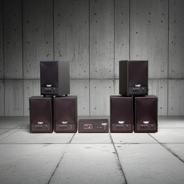 Dàn loa không dây treo tường: 01 amply A57-SG Goldsound + 6 loa không dây Goldsound V57-SG 57w