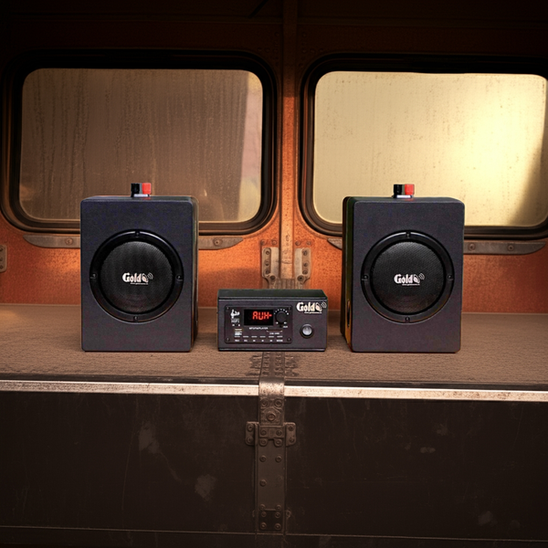 Dàn âm thanh xe ô tô: A120 CAR + 2 V40CAR Goldsound, chuyên loa xe khách, xe tải, xe du lịch
