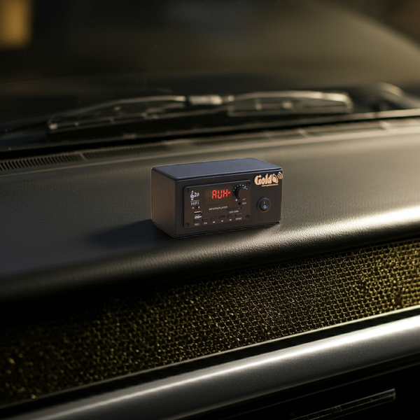 Amply dùng cho ô tô A120 CAR Goldsound (2 kênh, 120w, bluetooth, Aux, Usb...), chuyên loa xe khách, xe tải, xe du lịch