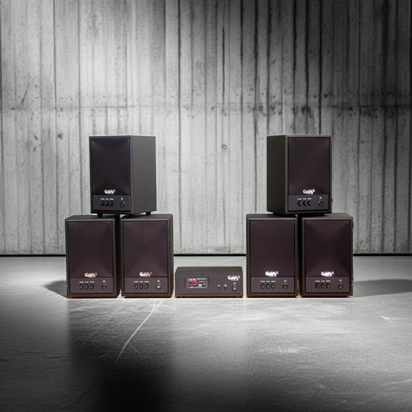 Dàn loa không dây treo tường: 01 amply A57-SG Goldsound + 6 loa không dây Goldsound V57-SG 57w