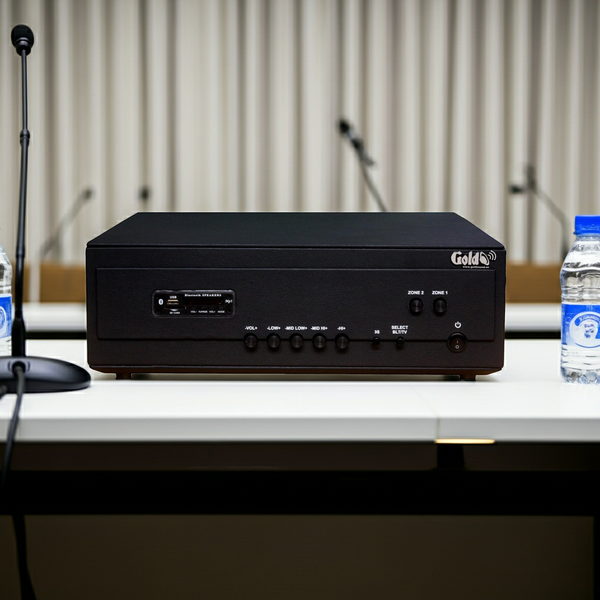 Cục đẩy công suất A958PU_TH-2K Goldsound (công suất 2000w, 2 phân vùng đầu ra, đủ kết nối Bluetooth, RCA, AV, USB)