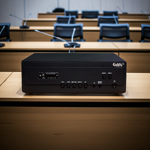 Cục đẩy công suất A958PU_DA-2K Goldsound (công suất 2000w, 2 phân vùng đầu ra, đủ kết nối Bluetooth, RCA, AV, USB)