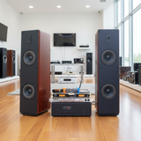 Dàn loa cây V300-A918 Vân gỗ (01 A918 + 02 loa V300 + 01 vang + Micro không dây) - Hàng trưng bày đồng giá cuối năm